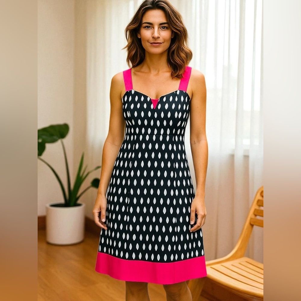 Cato Sleeveless Polka Dot Cut-Out Dress - Black Pink and White Dress, 5 Juniors